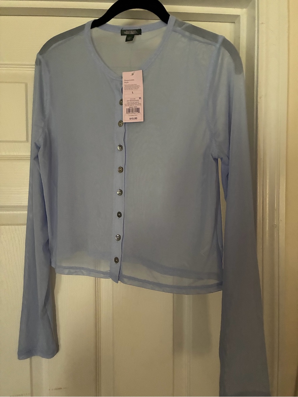 wild fable Light Blue sheer  Cardigan with Dark Green Tag